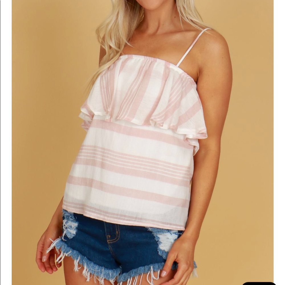 Pink and white striped tank
